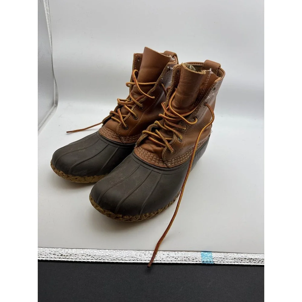 LL Bean Waterproof Leather Hunting Rain Duck Boots Mens 9 Brown Utility Outdoor